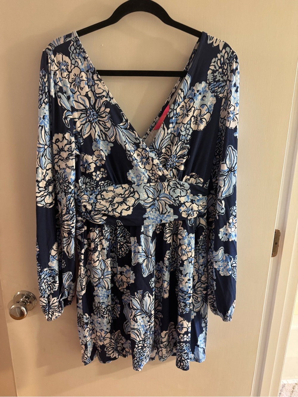 Lilly Pulitzer Navy, Light Blue & White Floral Wrap Dress